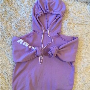 💜VS PINK COLD SHOULDER CROPPED HOODIE!